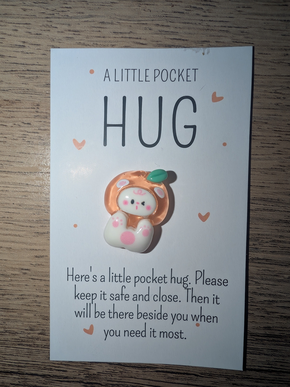 Cute Peach Bunny Pocket Hug Charm